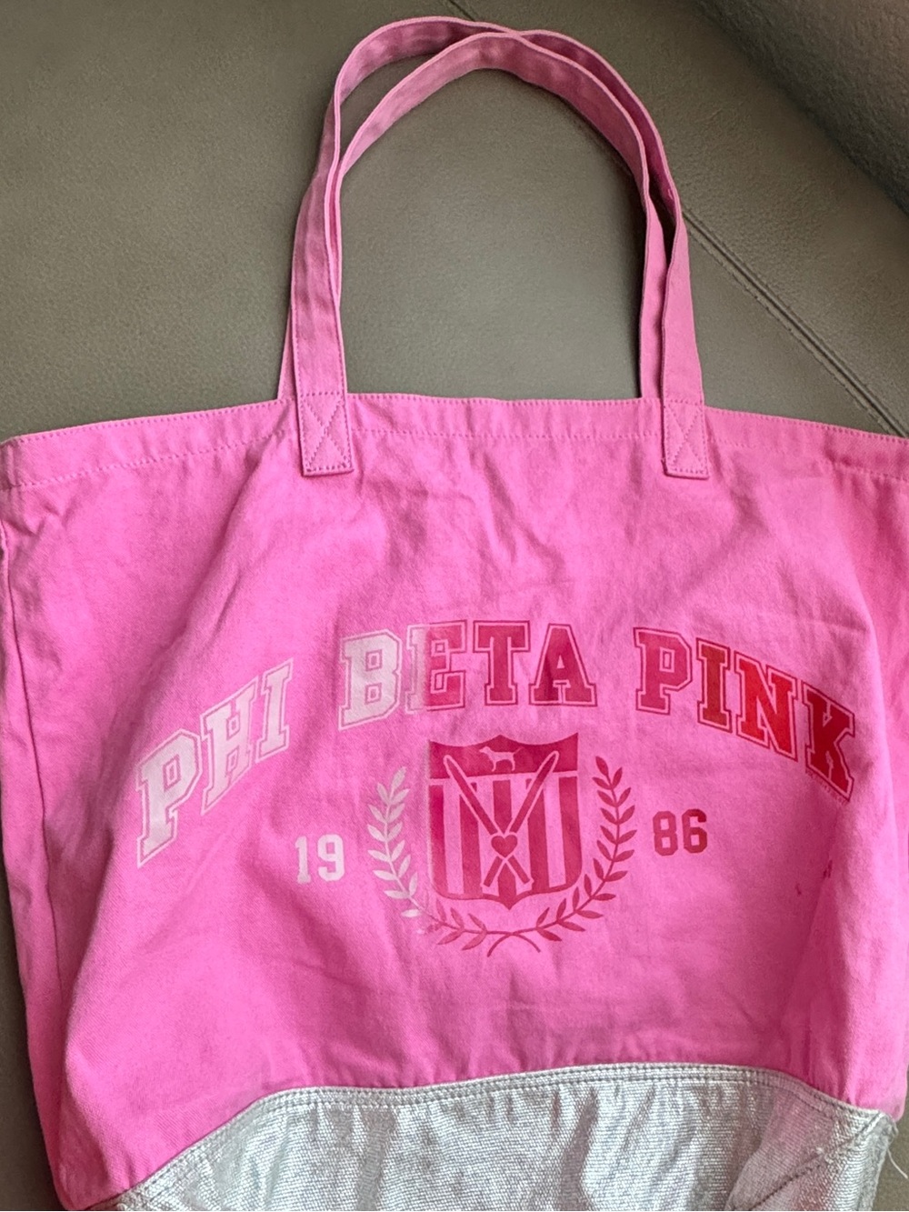 Pink Rose Pink Canvas Tote with Silver Accent